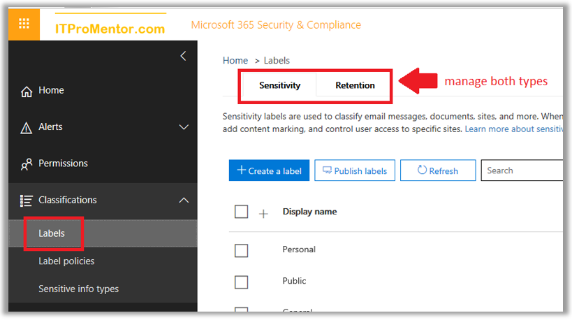 Differences between Azure Information Protection labels and Office 365  Sensitivity labels - ITProMentor