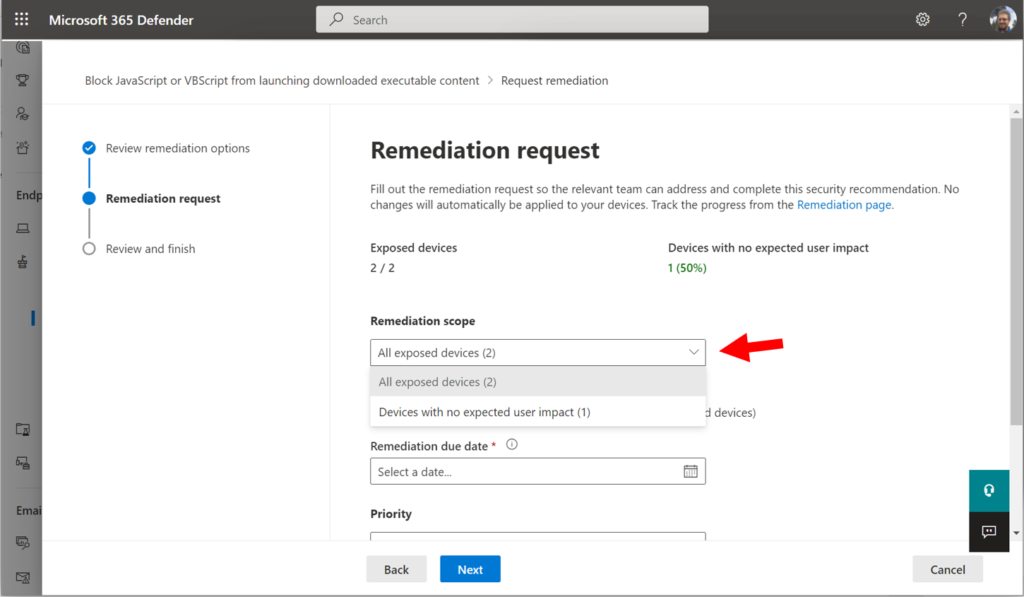 Optional: create a remediation request