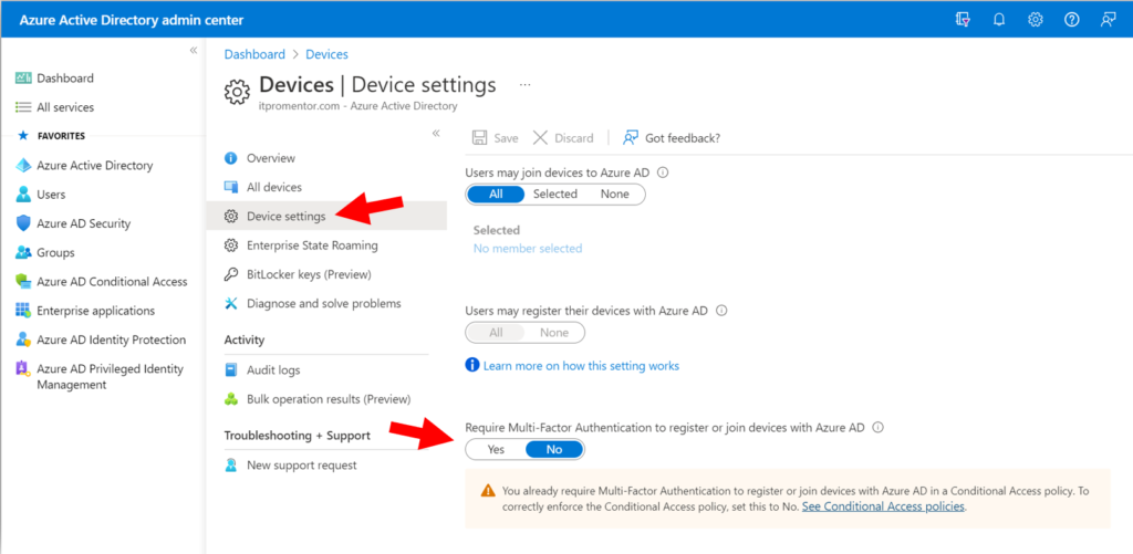 Device setting to Require MFA (deprecated)