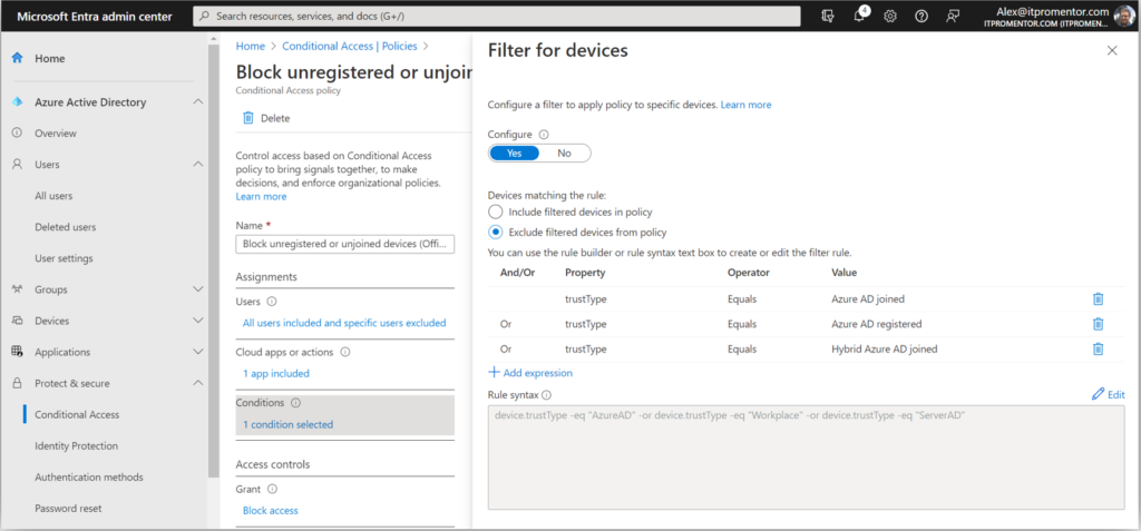 Block unregistered devices using filters
